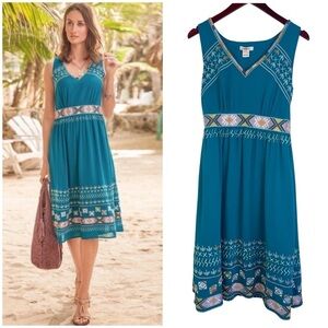 Sundance embroidered aztec mini dress sleeveless teal blue women’s 4